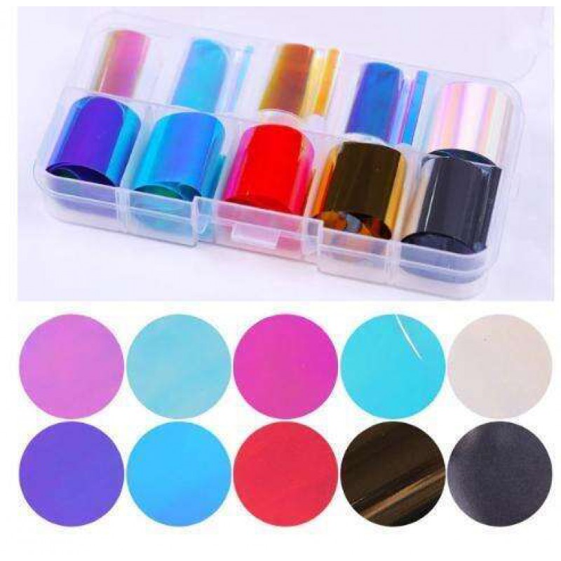 Foil Nail Art Transfer Decoration 10 Rolls Set 2.5_100cm, 15